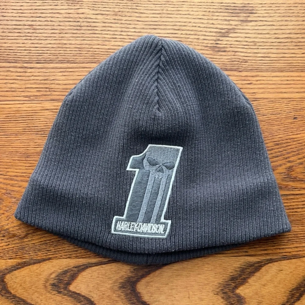 Harley-Davidson Kids Beanie Skull Logo Hat 2T–4T Biker Y2K Fleece ribbed cap